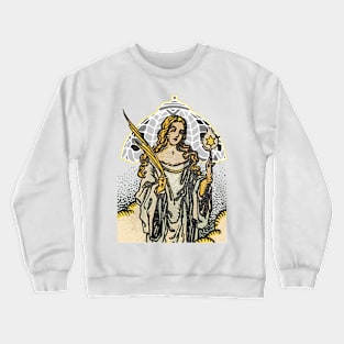 Virgin mystic of abaju holding palm of temperance and the blessed star Crewneck Sweatshirt